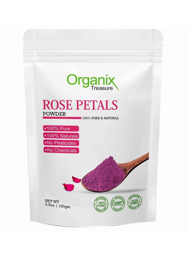 Organix Treasure Pure And Natural Double Filtered Rose Petal Powder For Skin Face Pack Mask For Fairness Tanning & Glowing Skin (100Gm)  - Image 2