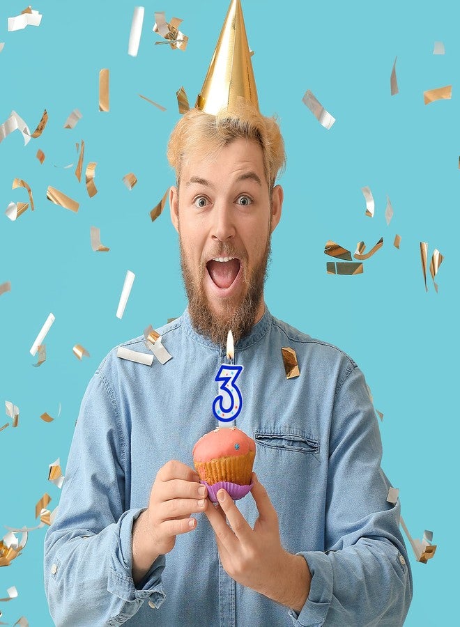 MTLEE 50 Pcs Birthday Number Candles, Polka Dot Colorful Birthday Cake Candles, 0-9 Cake Topper Candle Decoration for Birthday Wedding Anniversary Reunions Celebration Party (Blue) - Image 4