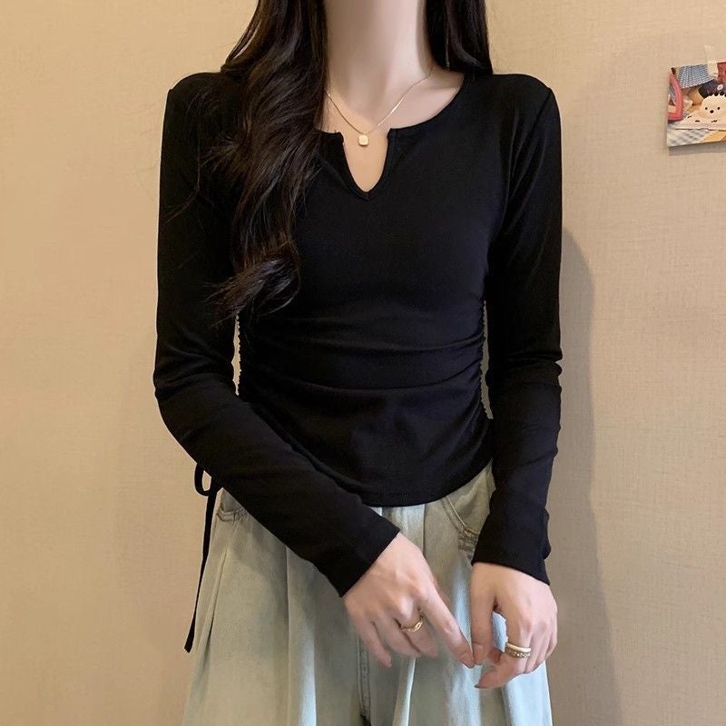 Generic Slim-looking Dance Clothing Top Womens Long-sleeved Slim-fit Body-building Clothing Chinese Classical Jazz Dance Teacher Training Clothing Black [good quality, no pilling]