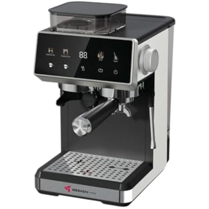 Commercial Espresso Machine 20 Bar BuiltIn Coffee Grinder Touch Screen 1350W Stainless Steel MeCcm2072