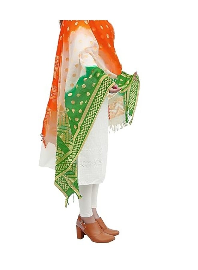 PK MART شال نسائي من الحرير الصناعي، بقصة مريحة، ثلاثي الألوان، بتصميم سوبر تيرانجا، بطول 2.25 متر، متعدد الألوان - Image 2