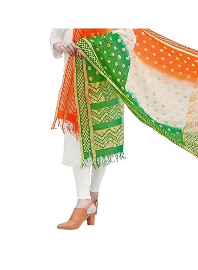 PK MART شال نسائي من الحرير الصناعي، بقصة مريحة، ثلاثي الألوان، بتصميم سوبر تيرانجا، بطول 2.25 متر، متعدد الألوان - Image 3