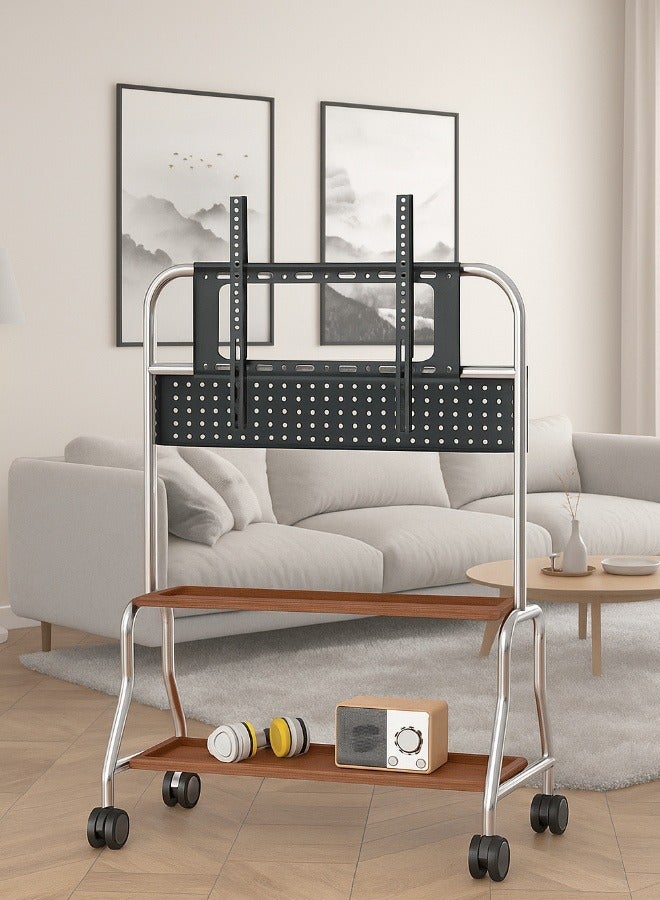 Universal Mobile TV Stand for 32–75 Inch Screens – Rolling Floor Stand with Wheels, Adjustable Height & Shelf, Stainless Steel TV Cart for Living Room or Bedroom  - Image 1