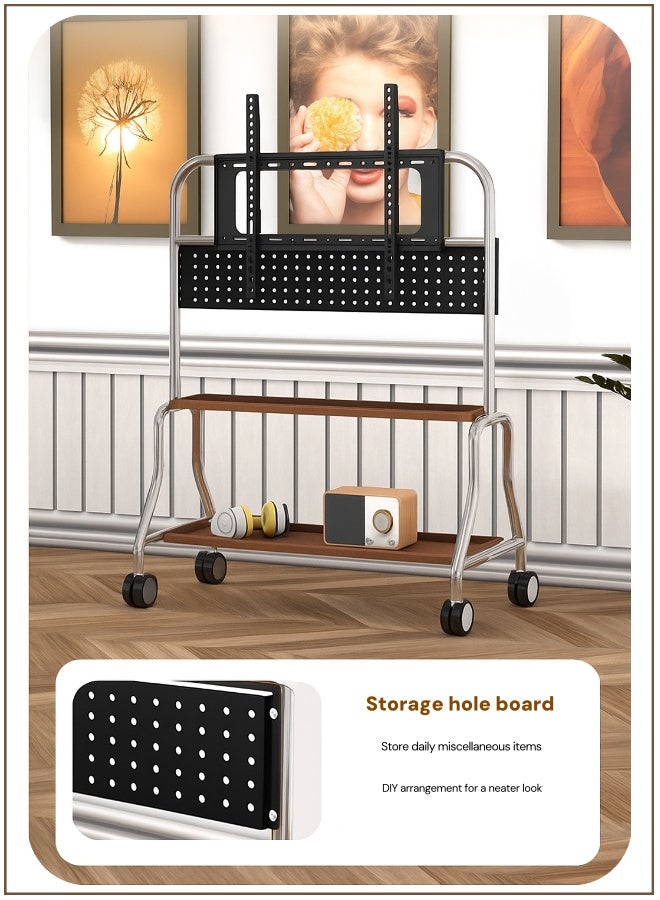 Universal Mobile TV Stand for 32–75 Inch Screens – Rolling Floor Stand with Wheels, Adjustable Height & Shelf, Stainless Steel TV Cart for Living Room or Bedroom  - Image 4