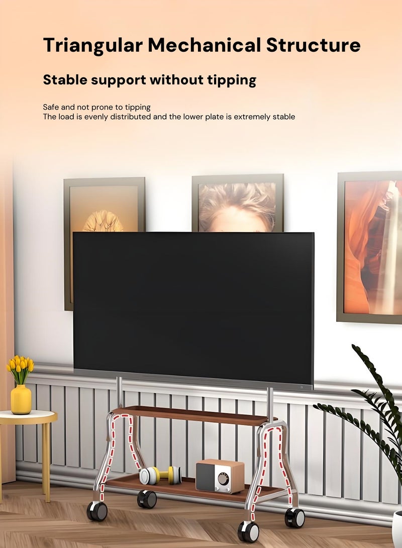 Universal Mobile TV Stand for 32–75 Inch Screens – Rolling Floor Stand with Wheels, Adjustable Height & Shelf, Stainless Steel TV Cart for Living Room or Bedroom  - Image 5