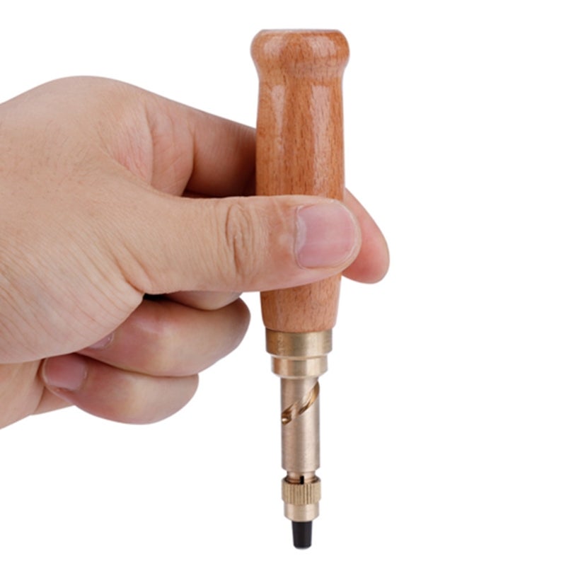Leather Punch Tool: 6-Size High-Quality Metal Punch Heads - Comfortable Wooden Handle For Reduced Hand Fatigue Leather Hole Punch For Home And Shop Leather Working - Image 5
