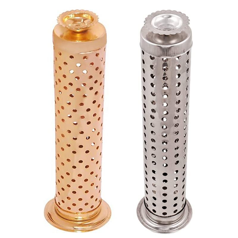 Mini House Mini House Stainless Steel Agarbatti Stand Incense Stick Holder with Ash Catcher Dhoop Holder on Top for Home Office Temple Made in India Silver Copper