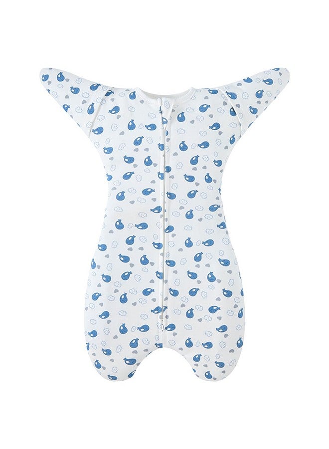 Enrich YLife Transitional Swaddle Sack For Baby 03 Months Sleep Sack With Arms Up Halflength Sleeves And Mitten Cuffs 2Way Zipper Sleeping Bag For Newborn Baby Boys And Girls (Whales Small)  - Image 1