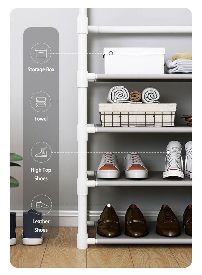 Arabest Coat Rack Freestanding Entryway Bench with Shoes Rack Coat Hanger Stand Mudroom Bench with Storage Rack and Hooks Clothes Stand Tree with Bench 10 Double Hooks Metal Fram - Image 3