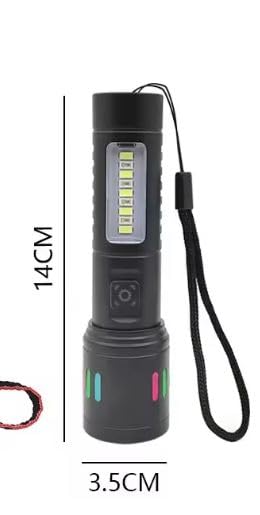 Azelf Azelf 1PC High Power Spotlight Long LED Flashlight with COB Side Light Red Blue Light Aluminum Alloy TypeC Fast Charging Zoomable Ultra Bright Torch Emergency Lighting  - Image 3