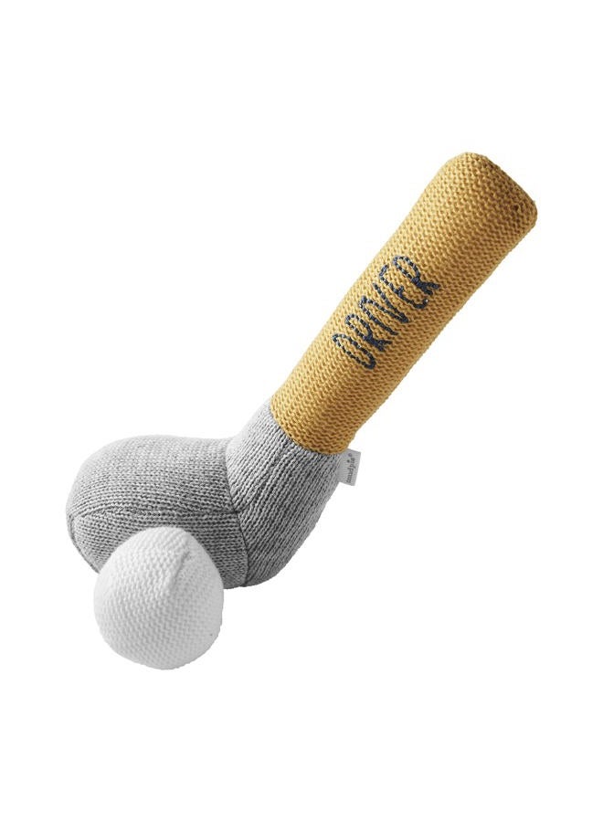mud pie Children's Goft Knit Rattle, Yellow Driver Club - Image 1