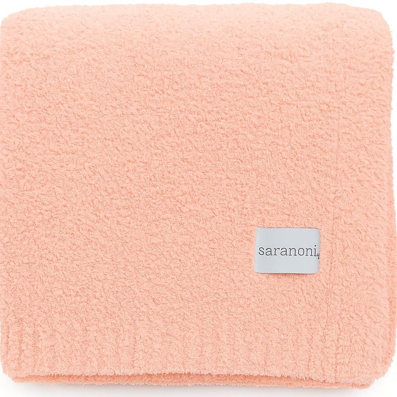SARANONI Bamboni Luxury Baby Blanket | Cozy & Soft Plush Receiving Blankets | Perfect for Girls & Infant Baby Boy Blankets | Peach - 30â€ x 40" - Image 1