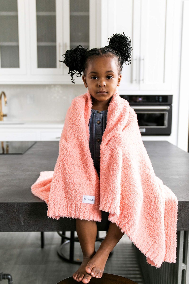 SARANONI Bamboni Luxury Baby Blanket | Cozy & Soft Plush Receiving Blankets | Perfect for Girls & Infant Baby Boy Blankets | Peach - 30â€ x 40" - Image 2