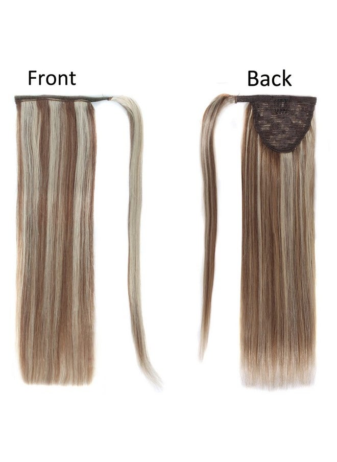 Ugrace Hair - وصلات شعر ذيل الحصان الأشقر من Grace Hair، وصلات شعر بشري للنساء، وصلات شعر ذيل الحصان، ملفوفة حول ذيل الحصان الطويل، شعر مستقيم من قطعة واحدة (تسليط الضوء على 14 بوصة P10/613) - Image 1