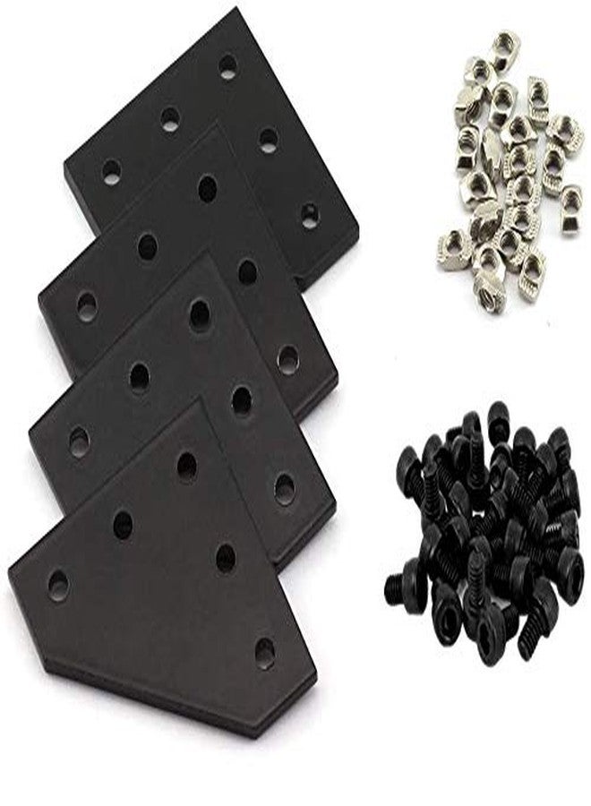 Rpi shop - 8 Pcs Corner Bracket Joining Plate with 40 Pcs of (M4 X 8mm Screws) and 40 Pcs of (M4 T Nuts), for 2020 Series Aluminium Profile, Pack of 88 Pcs - Image 1