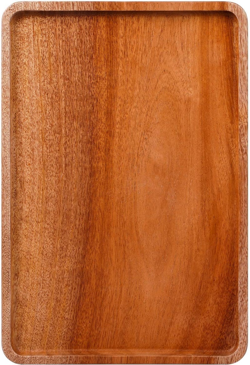 VieWood Serving platters and Trays Safe Party Plates with Grooved Handle  Lips Avoid Spilling Home Decor Wooden Plates for Fruits Food Coffee Tea Khaya 134 in - Image 1