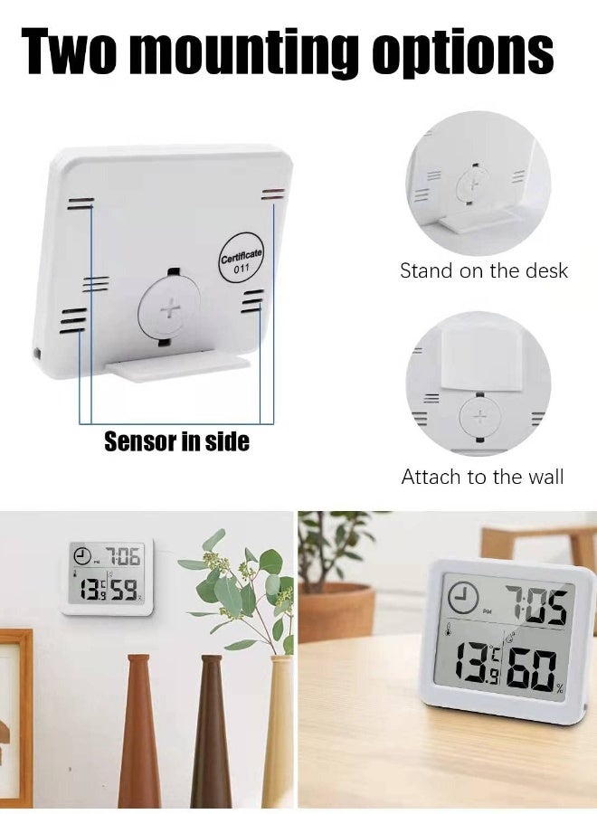 Digital Thermo-Hygrometer Indoor Room Thermometer Hygrometer 3.2” Large LCD Screen Desktop Thermometer with Temperature and Humidity Monitor Meter Gauge with Clock (white) - Image 5