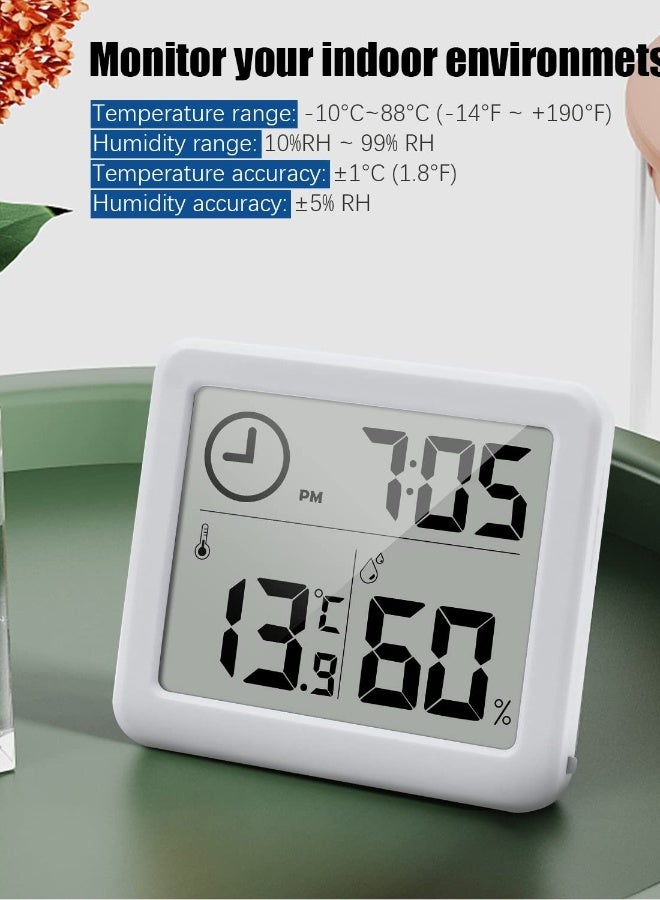 Digital Thermo-Hygrometer Indoor Room Thermometer Hygrometer 3.2” Large LCD Screen Desktop Thermometer with Temperature and Humidity Monitor Meter Gauge with Clock (white) - Image 2