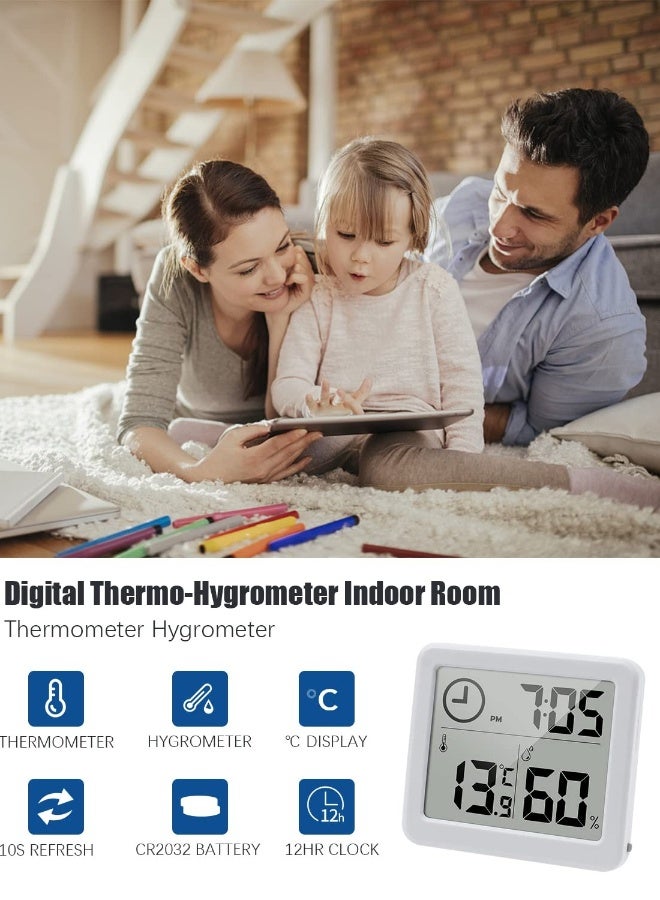 Digital Thermo-Hygrometer Indoor Room Thermometer Hygrometer 3.2” Large LCD Screen Desktop Thermometer with Temperature and Humidity Monitor Meter Gauge with Clock (white) - Image 3