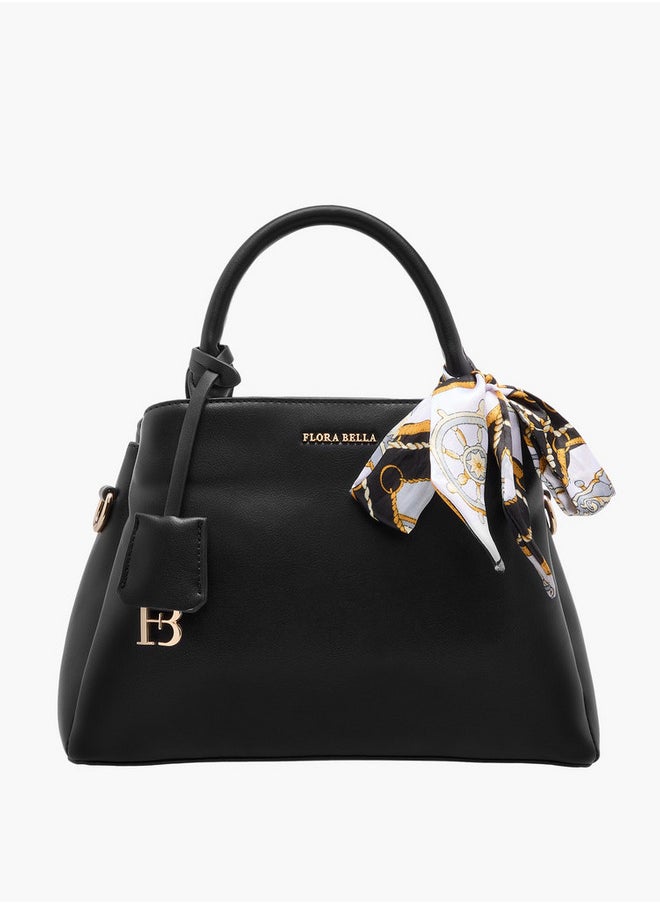 Flora Bella By Shoexpress Women's Monogram Print Tote Bag with Scarf Accent and Detachable Strap  - Image 2