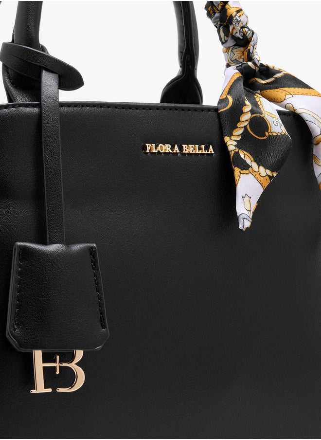 Flora Bella By Shoexpress Women's Monogram Print Tote Bag with Scarf Accent and Detachable Strap  - Image 5