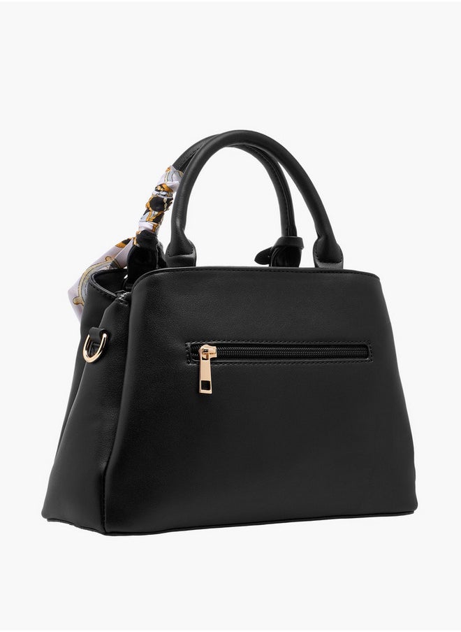 Flora Bella By Shoexpress Women's Monogram Print Tote Bag with Scarf Accent and Detachable Strap  - Image 4