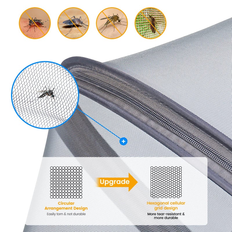 Orzbow Universal Baby Mosquito Net for Pushchair,Breathable Pram Fly Insect Bug Net with Two-way Zippers,Foldable & Stable Protection Cover for Car Seat,Buggy,Carrycot & Crib (Dark Grey) - Image 2