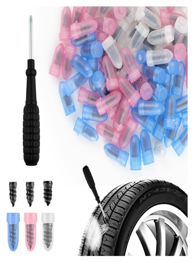 YGDMD 100PCS Tire Screw Plug Repair Kit,Self-Service Tire Repair Kit Includes 3 Sizes of Screw in Tires Plugs & Screwdriver for Quick Repairs,Professional Tires Repairs Rubber Nail - Image 1