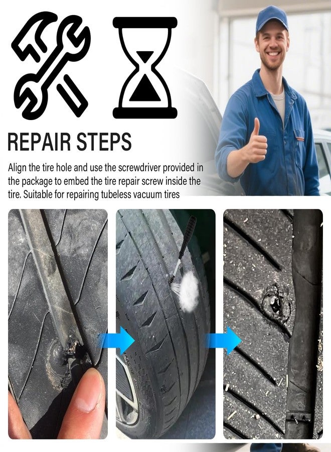 YGDMD 100PCS Tire Screw Plug Repair Kit,Self-Service Tire Repair Kit Includes 3 Sizes of Screw in Tires Plugs & Screwdriver for Quick Repairs,Professional Tires Repairs Rubber Nail - Image 5