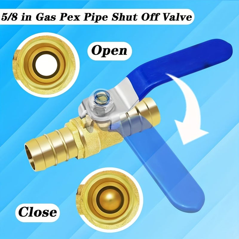 PEX Brass Ball Valve 5/8 Inch Full Port with 2 Stainless Steel Hose Clamps for Hot Cold Water - Image 5