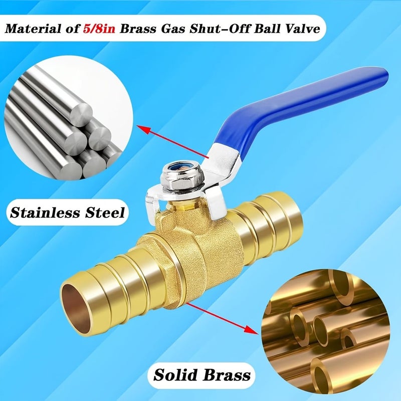 PEX Brass Ball Valve 5/8 Inch Full Port with 2 Stainless Steel Hose Clamps for Hot Cold Water - Image 4