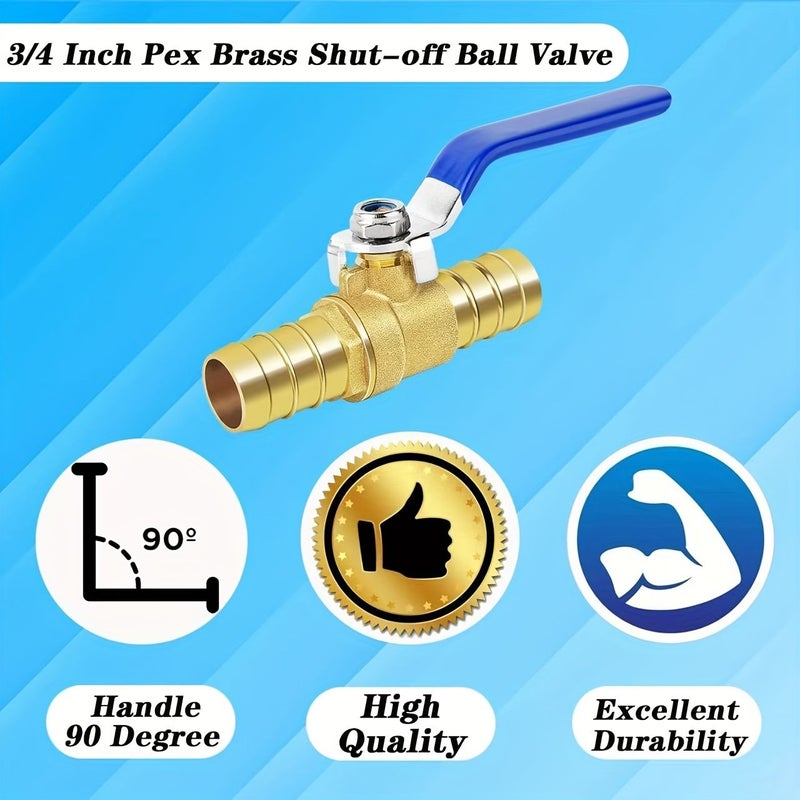 PEX Brass Ball Valve 5/8 Inch Full Port with 2 Stainless Steel Hose Clamps for Hot Cold Water - Image 3