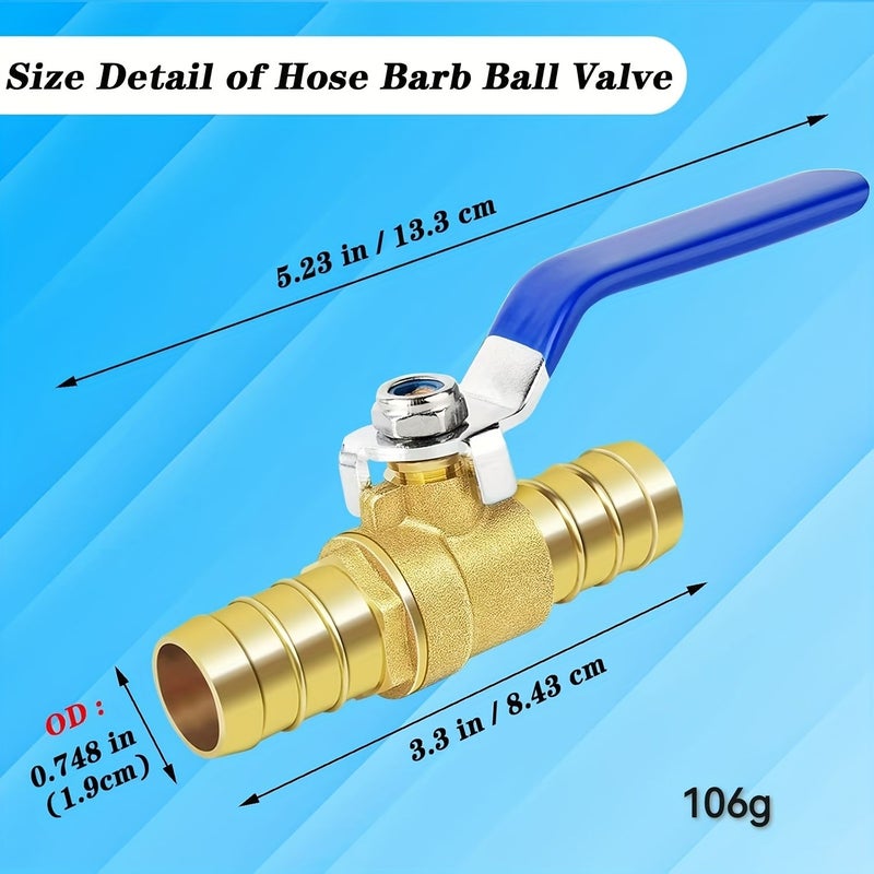 PEX Brass Ball Valve 5/8 Inch Full Port with 2 Stainless Steel Hose Clamps for Hot Cold Water - Image 2
