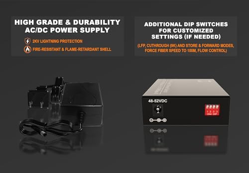 ADNET 2 PoE Port Gigabit PoE/PoE+ Multimode LC 850nm Fiber Media Converter - Supplies IEEE 802.3 PoE & PoE+ PSE Power Over Ethernet & Extends over Multimode Fiber with PoE PSE Support | up 550m (0.34 Miles) - Image 3