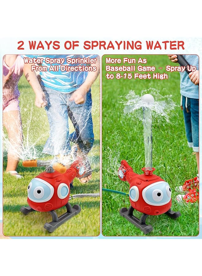 Excefore Outdoor Water Spray Sprinklers 2 In 1 T Ball Set For Kids And Toddlers Backyard Spinning Airplane Sprinkler Toy Tee Ball Game Sprays Up To 8Ft High Attaches To Garden Hose - Image 5