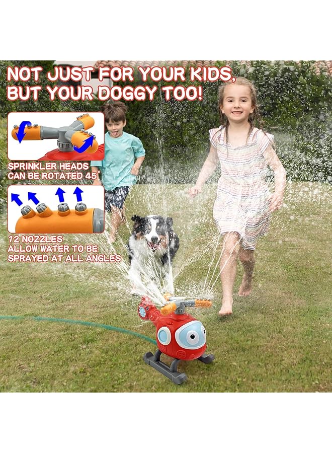 Excefore Outdoor Water Spray Sprinklers 2 In 1 T Ball Set For Kids And Toddlers Backyard Spinning Airplane Sprinkler Toy Tee Ball Game Sprays Up To 8Ft High Attaches To Garden Hose - Image 3