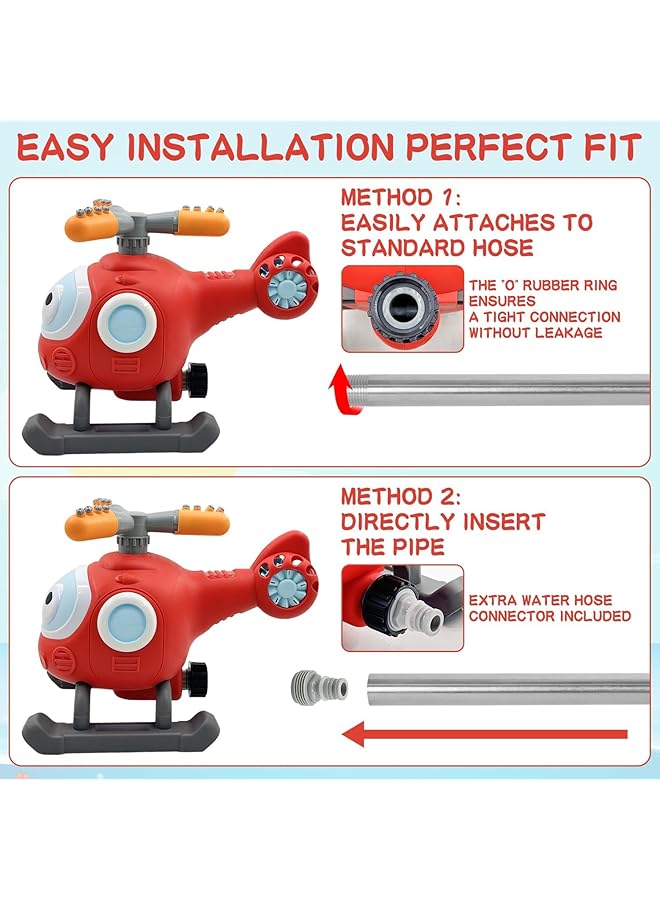 Excefore Outdoor Water Spray Sprinklers 2 In 1 T Ball Set For Kids And Toddlers Backyard Spinning Airplane Sprinkler Toy Tee Ball Game Sprays Up To 8Ft High Attaches To Garden Hose - Image 2