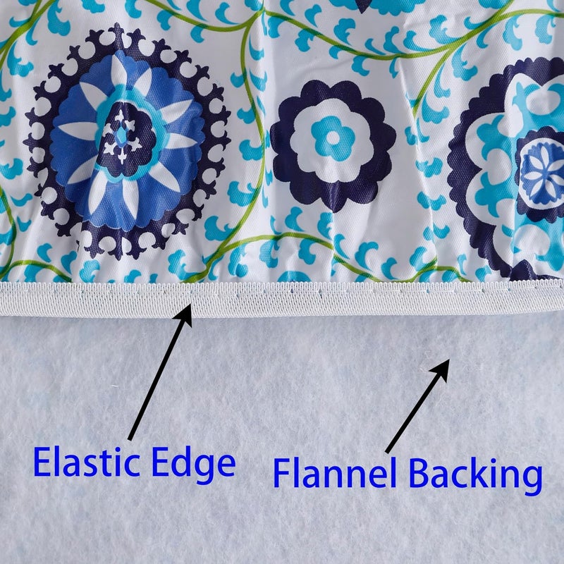 Walrus Round Vinyl Fitted Tablecloth with Flannel Backing Elastic Edge Design Table Cover Waterproof Oil-Proof PVC Table Cloth Stain-Resistant Best for 37"-44" Round - Image 5