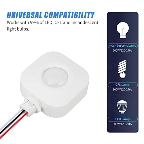 ECOELER Ceiling Occupancy Motion Sensor Switch, High Bay Fixture Mount 360° Ceiling Automatic Light Switch, 120/277VAC, UL, FCC Approved Passive Infrared Sensor, Neutral Wire Required - Image 5