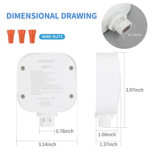 ECOELER Ceiling Occupancy Motion Sensor Switch, High Bay Fixture Mount 360° Ceiling Automatic Light Switch, 120/277VAC, UL, FCC Approved Passive Infrared Sensor, Neutral Wire Required - Image 4