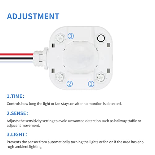 ECOELER Ceiling Occupancy Motion Sensor Switch, High Bay Fixture Mount 360° Ceiling Automatic Light Switch, 120/277VAC, UL, FCC Approved Passive Infrared Sensor, Neutral Wire Required - Image 3