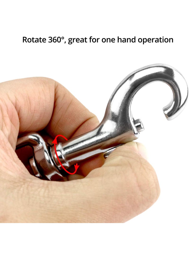 QWORK QWORK 312Swivel Eye Bolt Snap Hook 2Pcs 316 Stainless Steel Single Ended Trigger Snap Clips for DivingPet LeashKey ChainFlagClothes Line  - Image 3