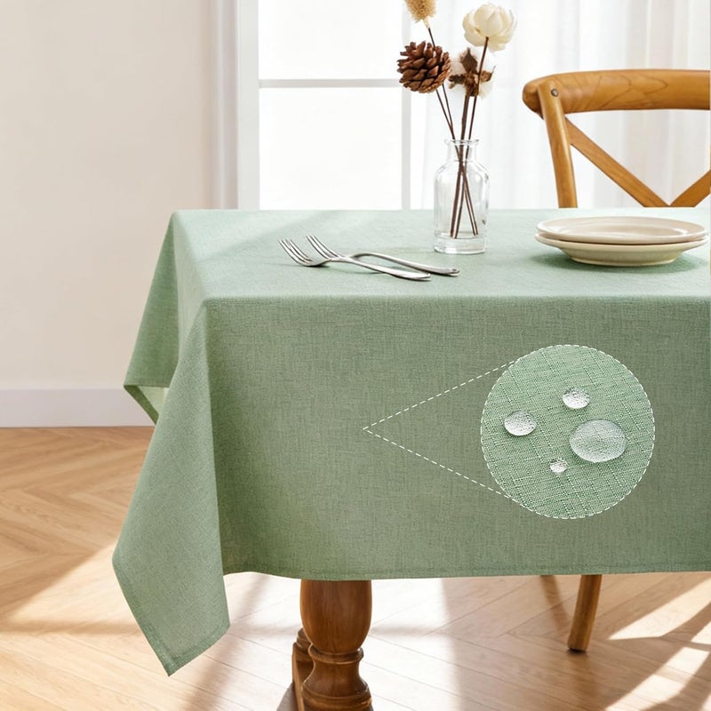 Sage Green Table Cloth for Rectangle Tables - Water, Stain, and Wrinkle Resistant, 52x70 Inch - Image 1