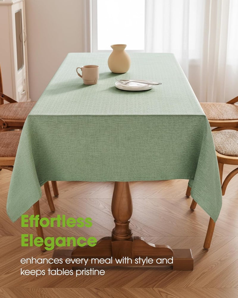 Sage Green Table Cloth for Rectangle Tables - Water, Stain, and Wrinkle Resistant, 52x70 Inch - Image 2