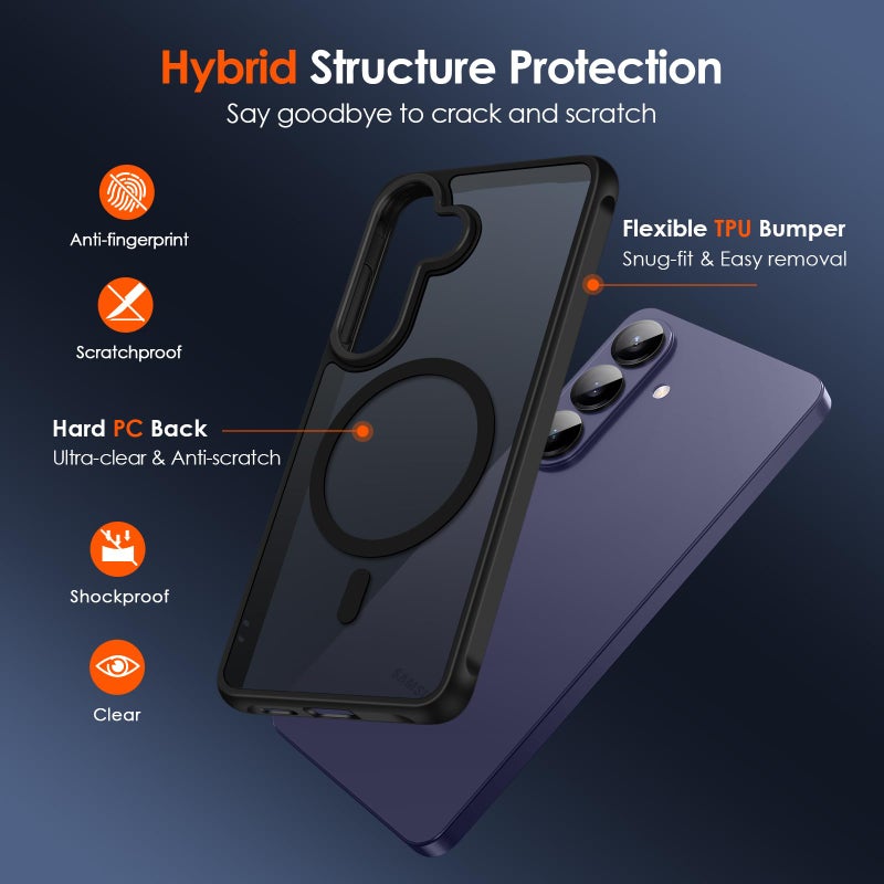 ivoler 3-in-1 Magnetic Case for Samsung Galaxy S26 Plus 5G 6.7'' with 2 Pack Screen Protector, [MagSafe Compatible] [Military Grade Drop Protection] Slim Translucent Shockproof Phone Cover- Black - Image 3