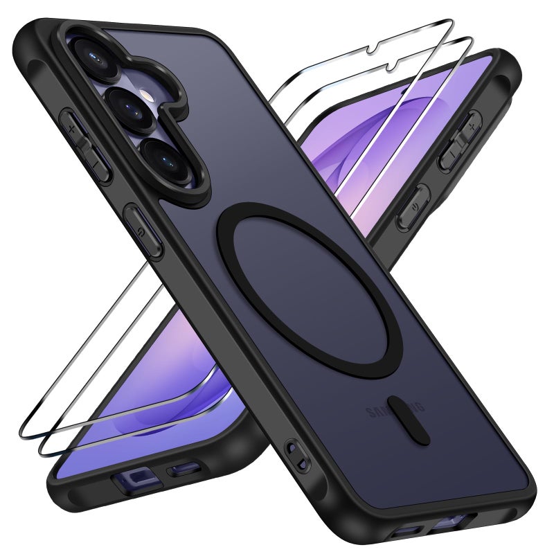 ivoler 3-in-1 Magnetic Case for Samsung Galaxy S26 Plus 5G 6.7'' with 2 Pack Screen Protector, [MagSafe Compatible] [Military Grade Drop Protection] Slim Translucent Shockproof Phone Cover- Black - Image 1