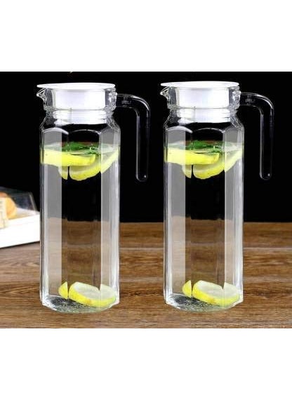 kddigz kddigz 68oz Glass Pitcher with Lid Easy Clean Heat Resistant Glass Water Carafe with Handle for HotCold Beverages Water Cold Brew Iced Tea Juice jug  - Image 3