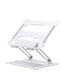 Phone Planet Laptop Stand, Foldable Laptop Holder with Heat-Vent Portable Aluminum Computer Stand for Desk, Adjustable Laptop Riser  Stand/ Silver  - Image 1
