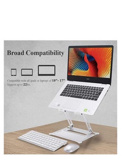 Phone Planet Laptop Stand, Foldable Laptop Holder with Heat-Vent Portable Aluminum Computer Stand for Desk, Adjustable Laptop Riser  Stand/ Silver  - Image 3