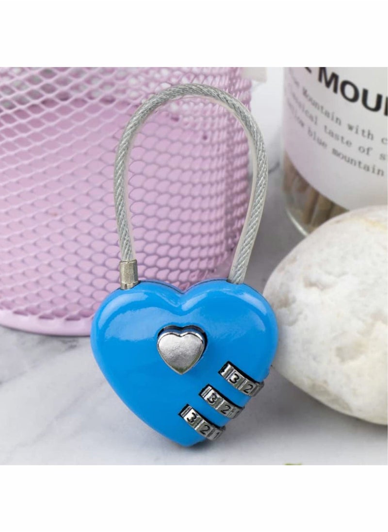 SYOSI - Luggage Locks 3 Digit Combination Number Password Heart Shape Padlocks for Outdoor Travel Suitcase Baggage Backpacks School Gym Lockers Computer Bags Filing Cabinets Toolbox (3 Pieces) - Image 1